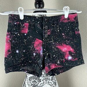 HOT TOPIC Blackheart Galactic High Rise Mini Jean Shorts